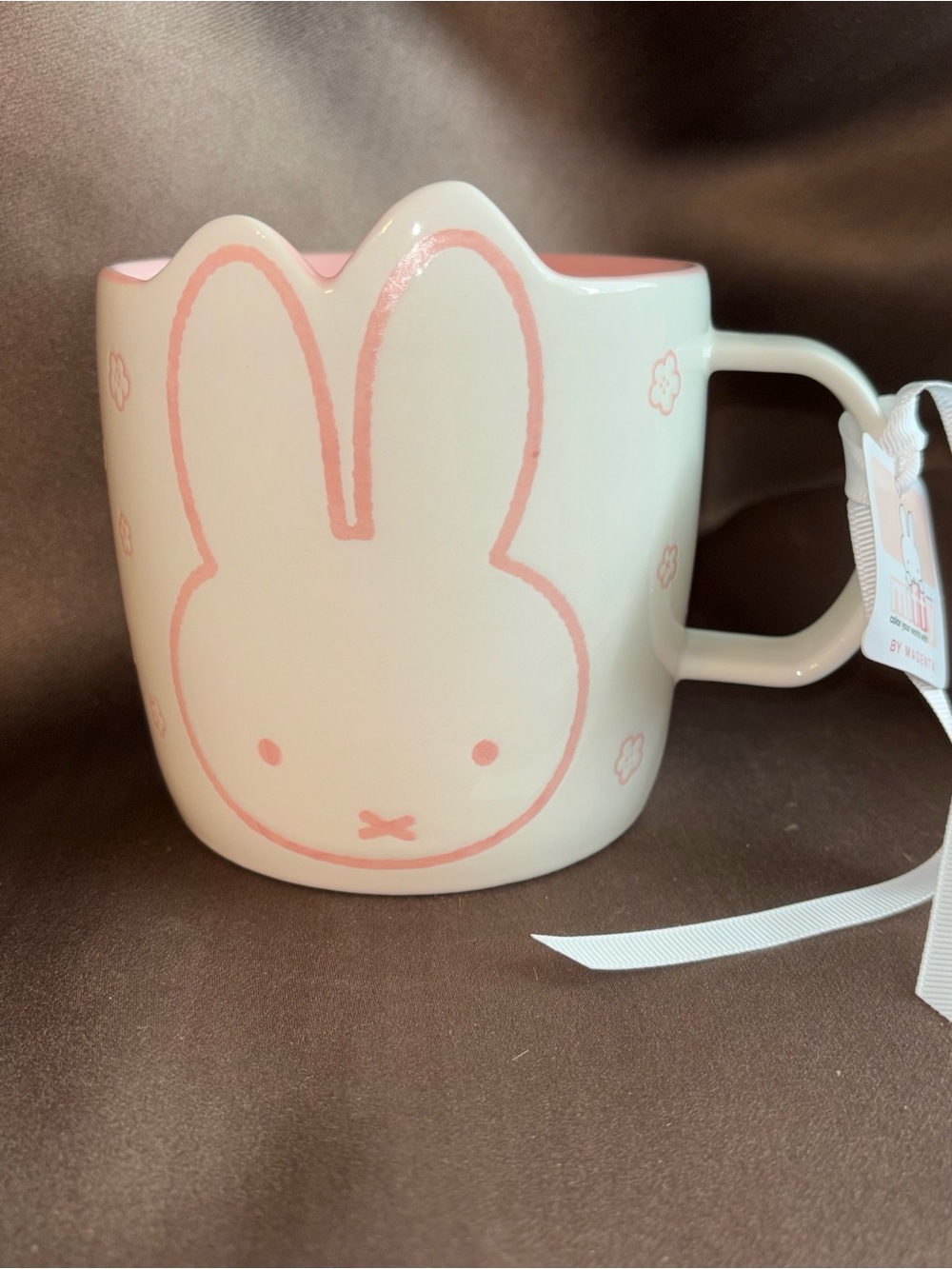 Magenta Miffy Ceramic Mug in Pink and White
